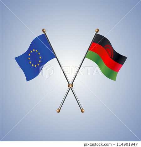 Europe and Malawi flags. Vector Illustration 114901947