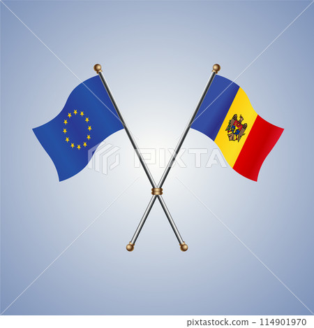 Europe and Moldova flags. Vector Illustration 114901970