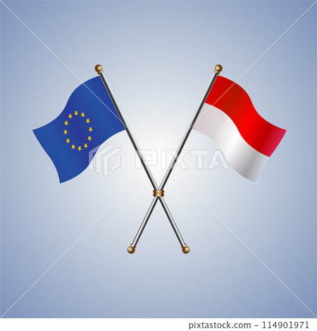 Europe and Monaco flags. Vector Illustration 114901971