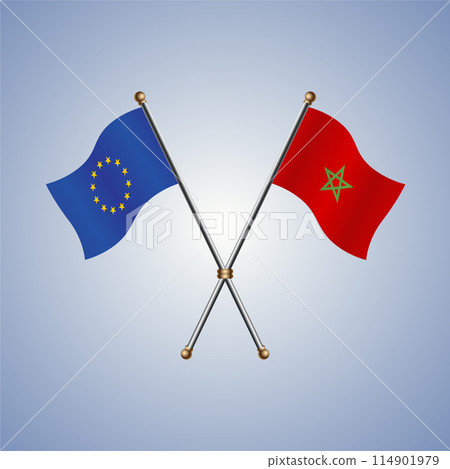 Europe and Morocco flags. Vector Illustration Europe and Morocco flags. Vector Illustration 114901979