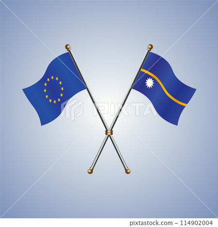 Europe and Nauru flags. Vector Illustration Europe and Nauru flags. Vector Illustration 114902004