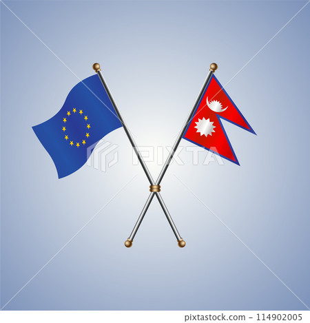 Europe and Nepal flags. Vector Illustration 114902005