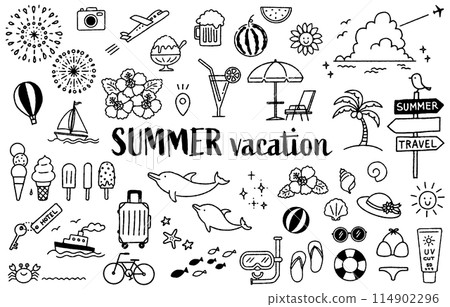 簡單可愛的夏日插畫集（單色） 114902296