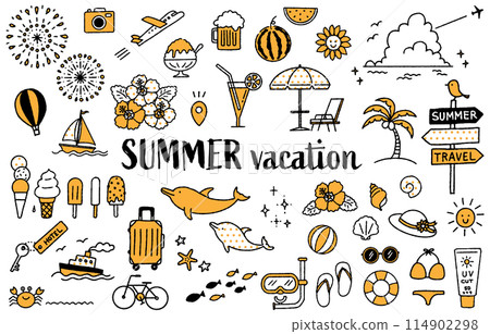 簡單可愛的夏日插畫集(2色) 簡單可愛的夏日插畫集(2色) 114902298