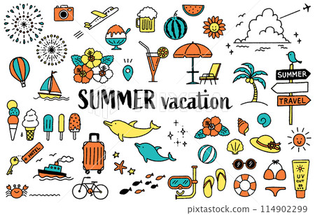 簡單可愛的夏日插畫集（多彩） 114902299