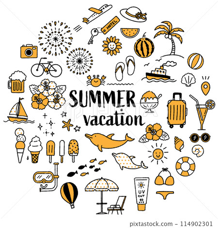 Simple and cute summer illustration set (2 colors) 114902301