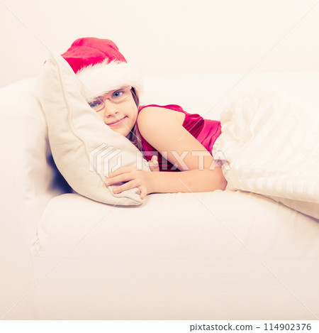 Cute little lady crawling on sofa. Cute little lady crawling on sofa. 114902376