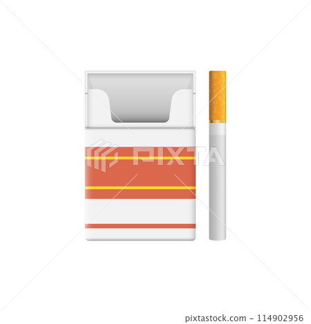 Packet of cigarettes icon in flat style. Smoking vector illustration on isolated background. Tobacco box sign business concept. Packet of cigarettes icon in flat style. Smoking vector illustration on isolated background. Tobacco box sign business concept. 114902956