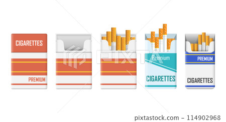 Packet of cigarettes icon in flat style. Smoking vector illustration on isolated background. Tobacco box sign business concept. 114902968