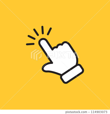 Click here banner icon in flat style. Ecommerce vector illustration on isolated background. Shopping sign business concept. 114903073