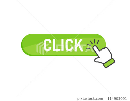 Click here banner icon in flat style. Ecommerce vector illustration on isolated background. Shopping sign business concept. 114903091