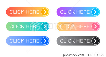 Click here banner icon in flat style. Ecommerce vector illustration on isolated background. Shopping sign business concept. Click here banner icon in flat style. Ecommerce vector illustration on isolated background. Shopping sign business concept. 114903138
