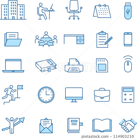 Set of two blue office line icons 114903210
