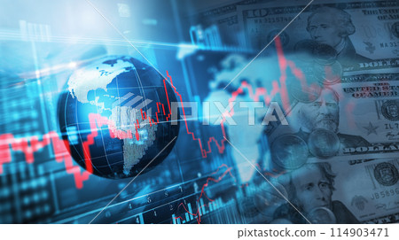 商業形象財務圖與美國紙幣 114903471