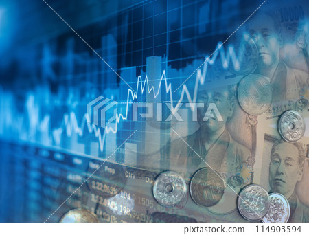 Business image: Financial graph and Japanese banknotes 114903594