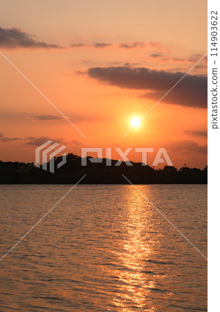 埼玉縣戶田市西湖的日落 埼玉縣戶田市西湖的日落 114903622