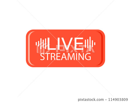 Live stream button icon in flat style. Webinar vector illustration on isolated background. Streaming sign business concept. Live stream button icon in flat style. Webinar vector illustration on isolated background. Streaming sign business concept. 114903809