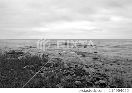 Granite stones on shore of Lake Ladoga. Granite stones on shore of Lake Ladoga. 114904023