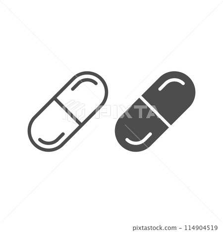 Pills capsules icon in flat style. Medical tablet vector illustration on isolated background. Healthcare drug sign business concept. Pills capsules icon in flat style. Medical tablet vector illustration on isolated background. Healthcare drug sign business concept. 114904519