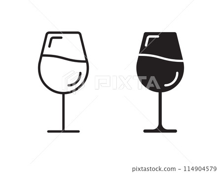 Wine bottle with glass icon in flat style. Alcohol drink vector illustration on isolated background. Champagne beverage sign business concept. Wine bottle with glass icon in flat style. Alcohol drink vector illustration on isolated background. Champagne beverage sign business concept. 114904579