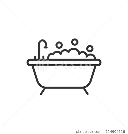 Bath icon in flat style. Bathroom vector illustration on isolated background. Bathtub sign business concept. Bath icon in flat style. Bathroom vector illustration on isolated background. Bathtub sign business concept. 114904616