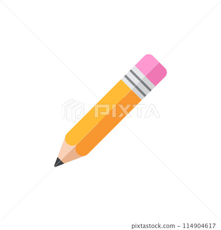 Pencil icon in flat style. Office supplies vector illustration on isolated background. Writing sign business concept. Pencil icon in flat style. Office supplies vector illustration on isolated background. Writing sign business concept. 114904617