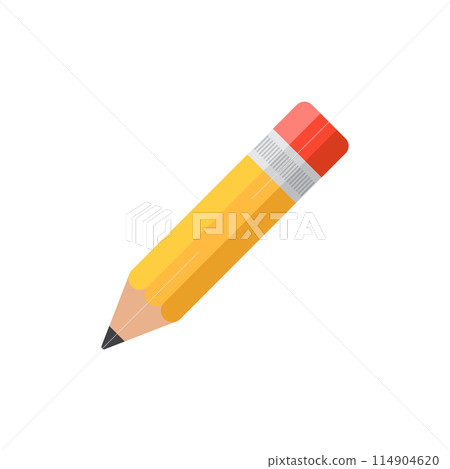 Pencil icon in flat style. Office supplies vector illustration on isolated background. Writing sign business concept. 114904620