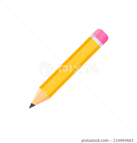 Pencil icon in flat style. Office supplies vector illustration on isolated background. Writing sign business concept. 114904661