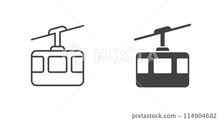 Ski cable car in flat style. Funicular vector illustration on isolated background. Gondola sign business concept. 114904682