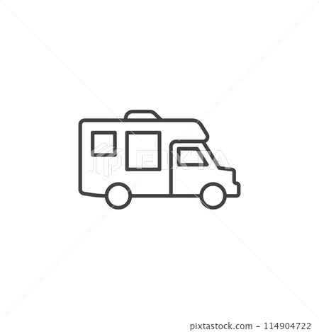RV car icon in flat style. Camper vector illustration on isolated background. Transport sign business concept. 114904722