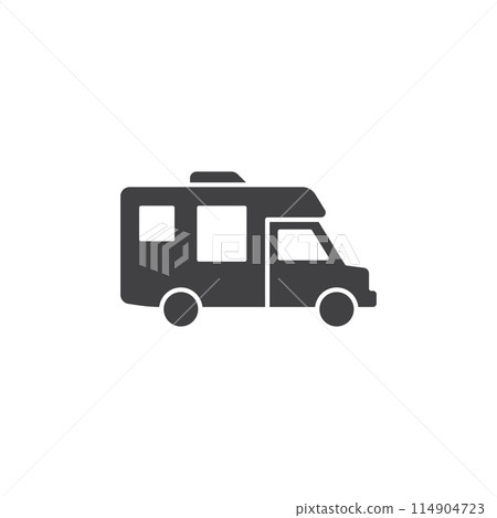 RV car icon in flat style. Camper vector illustration on isolated background. Transport sign business concept. 114904723
