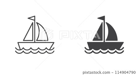 Sailboat icon in flat style. Ship vector illustration on isolated background. Transport sign business concept. 114904790