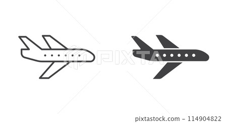 Airplane icon in flat style. Plane vector illustration on isolated background. Transport sign business concept. Airplane icon in flat style. Plane vector illustration on isolated background. Transport sign business concept. 114904822