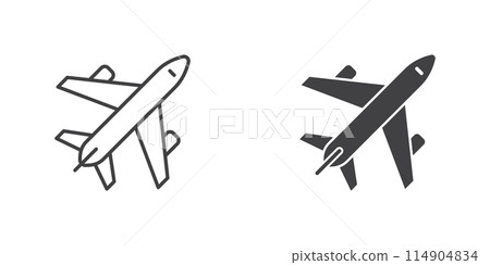 Airplane icon in flat style. Plane vector illustration on isolated background. Transport sign business concept. Airplane icon in flat style. Plane vector illustration on isolated background. Transport sign business concept. 114904834