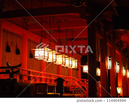 Lanterns at Fushimi Inari Shrine in the evening 114904994