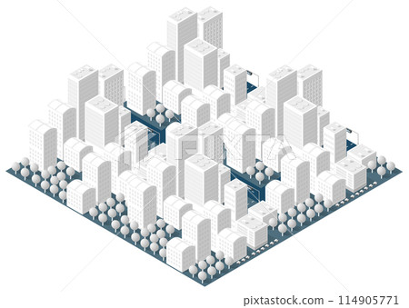 Isometric 3d illustration park trees forest nature elements 114905771