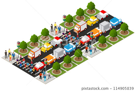Isometric urban megalopolis top view of the city infrastructure town, Isometric urban megalopolis top view of the city infrastructure town, 114905839