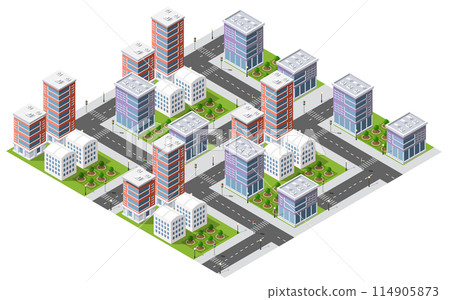 Isometric urban megalopolis top view of the city infrastructure town, Isometric urban megalopolis top view of the city infrastructure town, 114905873