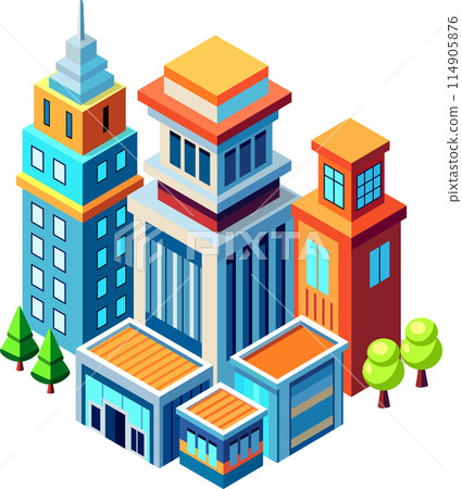 Isometric urban megalopolis top view of the city infrastructure town, Isometric urban megalopolis top view of the city infrastructure town, 114905876