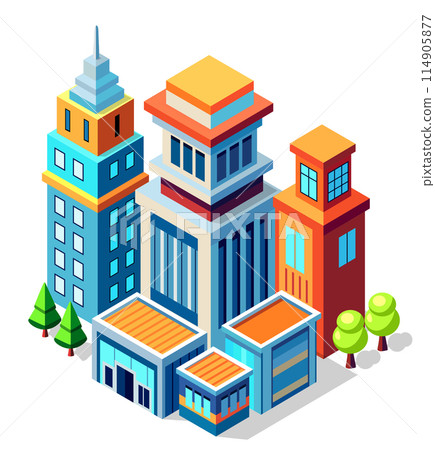 Isometric urban megalopolis top view of the city infrastructure town, Isometric urban megalopolis top view of the city infrastructure town, 114905877