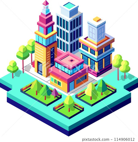 Isometric urban megalopolis top view of the city infrastructure town, Isometric urban megalopolis top view of the city infrastructure town, 114906012
