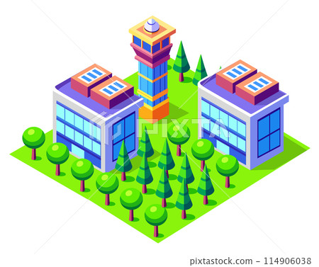 A Buildings isometric game asset art style 3D cityscape view of the top A Buildings isometric game asset art style 3D cityscape view of the top 114906038