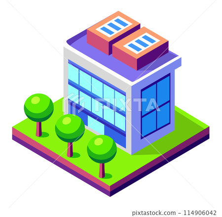 A Buildings isometric game asset art style 3D cityscape view of the top A Buildings isometric game asset art style 3D cityscape view of the top 114906042