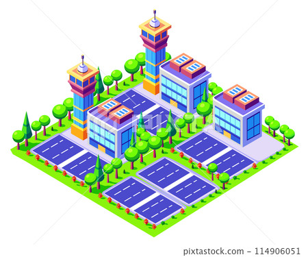 A Buildings isometric game asset art style 3D cityscape view of the top A Buildings isometric game asset art style 3D cityscape view of the top 114906051
