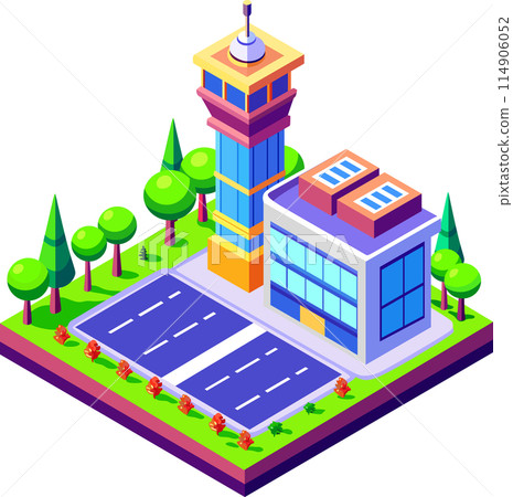 A Buildings isometric game asset art style 3D cityscape view of the top 114906052