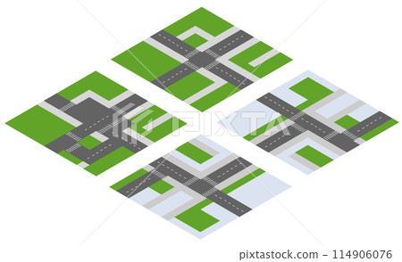 Set of designers top view of the city quarter highway crossroads urban landscape 114906076