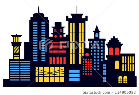 Landscape set of buildings silhouette on a white background 114906088