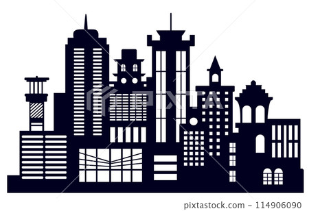 Landscape set of buildings silhouette on a white background 114906090