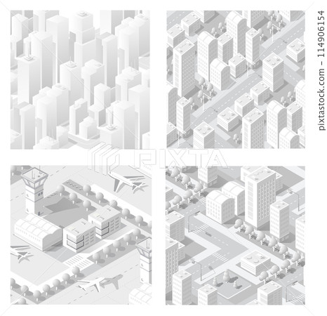 Isometric set of blocks module of areas of the city construction and designing Isometric set of blocks module of areas of the city construction and designing 114906154