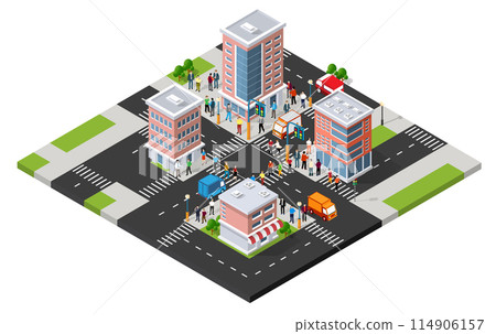 Isometric urban megalopolis top view of the city infrastructure town Isometric urban megalopolis top view of the city infrastructure town 114906157